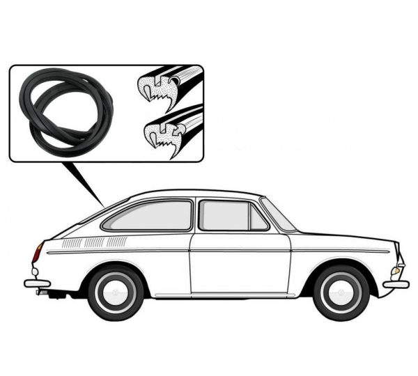 Heckscheibendichtung mit Nut für Zierleiste VW Typ3 Typ-3 Fließheck 311845521C